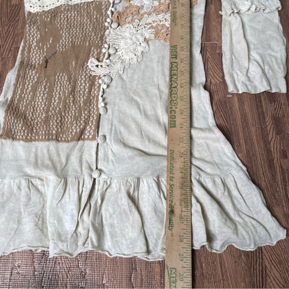 Vintage Anthropologie Knitted Knotted Cobbled Roads Crochet Doily Cardigan M - Picture 7 of 10